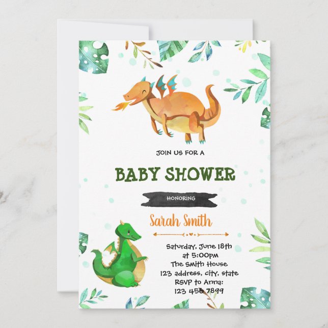 Dragon baby shower invitation (Front)