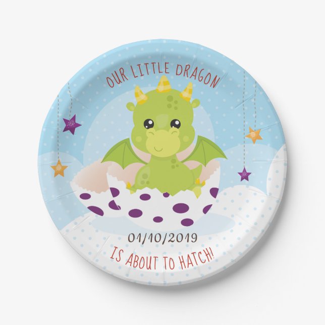Dragon Baby Shower Paper Plate (Front)