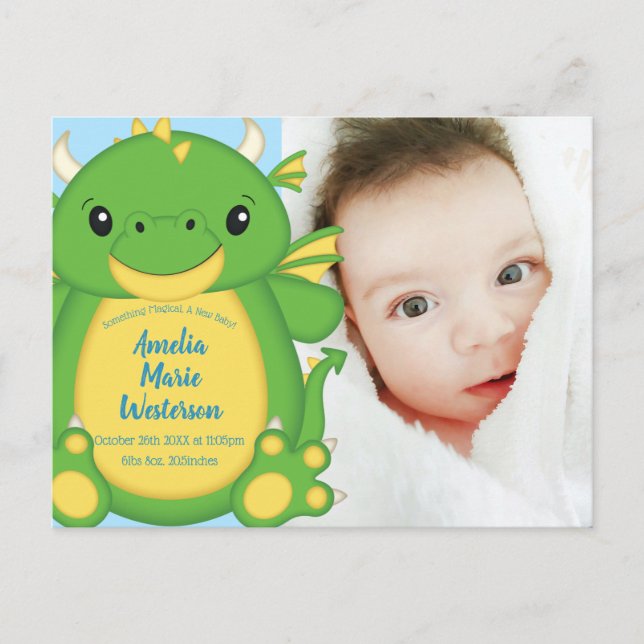 Dragon Baby Shower Postcard (Front)