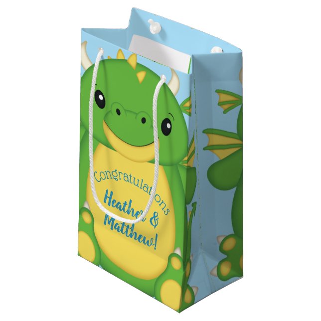 Dragon Baby Shower Small Gift Bag (Front Angled)