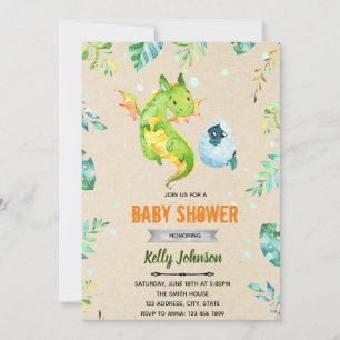 Dragon baby shower theme invite