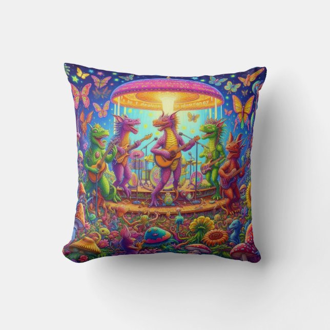 Dragon Band Jam Throw Pillow (Front)