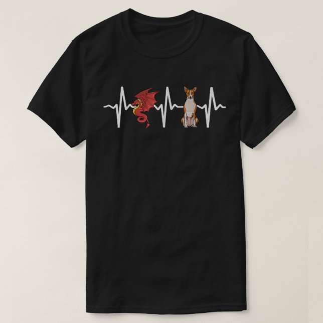 Dragon Basenji Heartbeat Dog Lover  T-Shirt (Design Front)