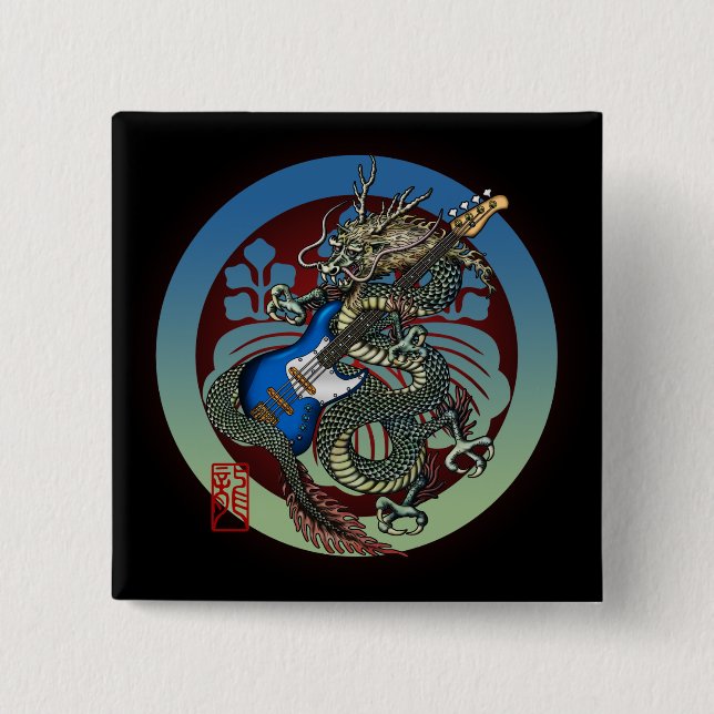 Dragon Bass 04 2 Inch Square Button (Front)