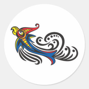 Dragon Bird Tribal Design Classic Round Sticker