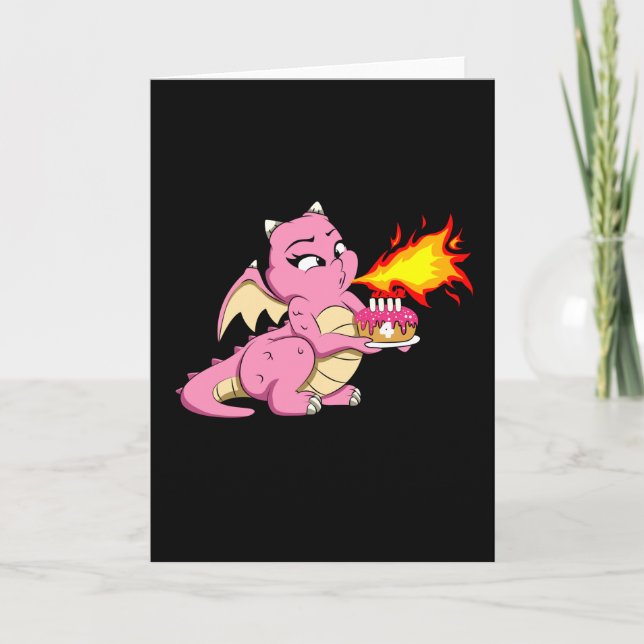 DRAGON BIRTHDAY 4 4th Birthday Girl Cute Dragon Card (Front)