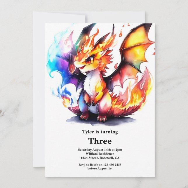 Dragon Birthday Invitation (Front)