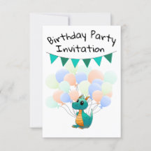 Dragon Birthday Invitation Cards for Kids