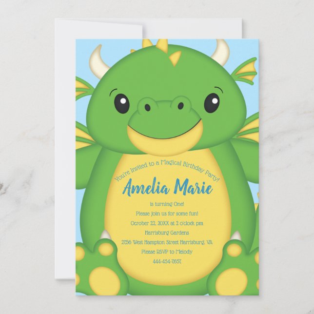 Dragon Birthday Party Invitation (Front)