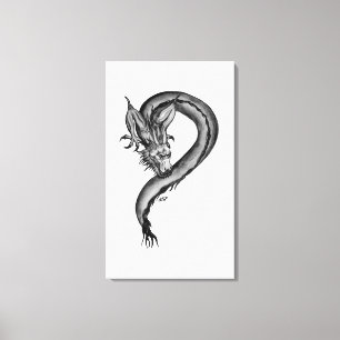Dragon black and white Design Canvas Print