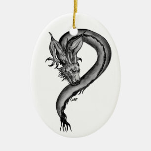 Dragon black and white Design Ceramic Ornament