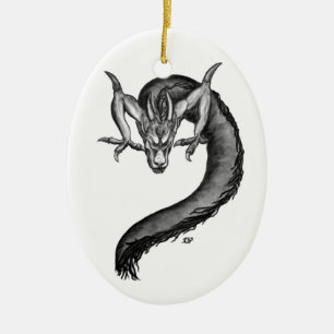 Dragon black and white Design Ceramic Ornament