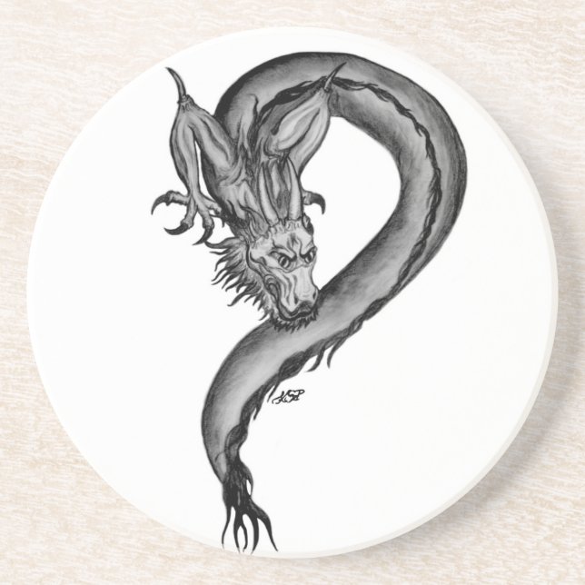 Dragon black and white Design Coaster (Front)