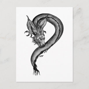 Dragon black and white Design Postcard