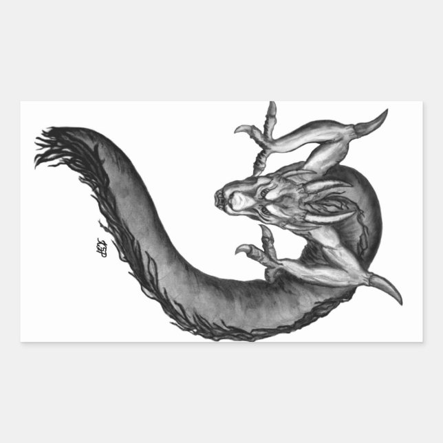 Dragon black and white Design Sticker (Front)
