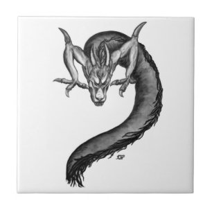 Dragon black and white Design Tile