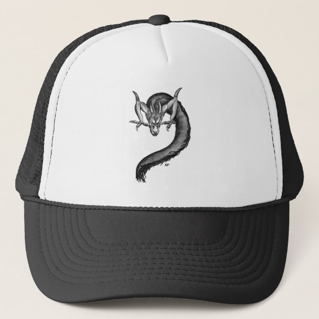 Dragon black and white Design Trucker Hat (Front)