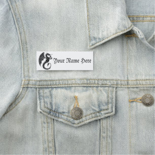 Dragon Black Shape Tattoo Style Name Tag