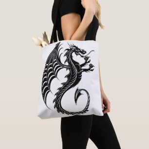 Dragon Black Shape Tattoo Style Tote Bag