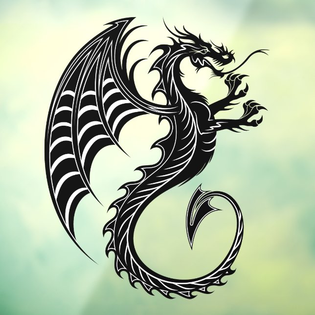 Dragon Black Shape Tattoo Style Window Cling (Sheet 3)