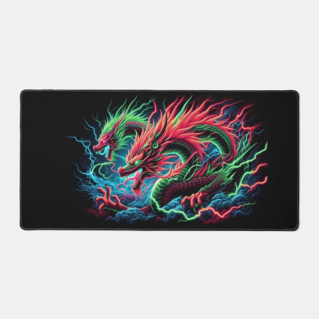 Dragon Blacklight Design, Workstation Desk Mat (Front)