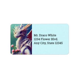 Dragon Blanc Aux Fleurs Étiquettes de adresse