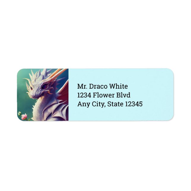 Dragon Blanc Avec Fleurs Étiquettes D'Adresse De R (Devant)