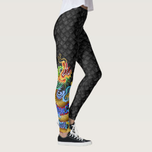 Dragon Boat - Gold Dragon with Water Splash Leggings