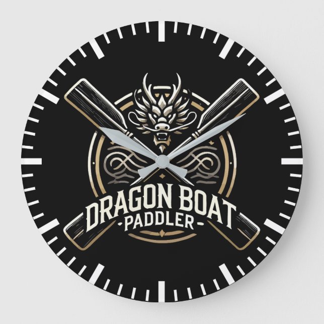 Dragon Boat Paddler, Dragon Boat Racing Motivation Large Clock (Front)