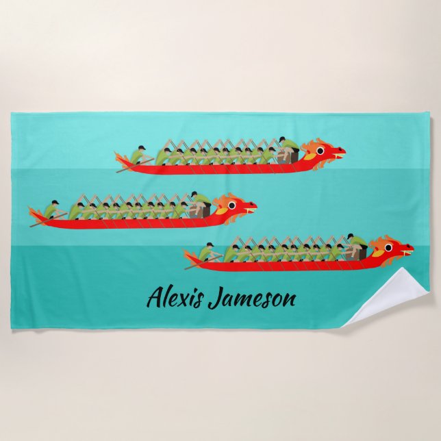 Dragon Boat Racing Beach Towel (Front)