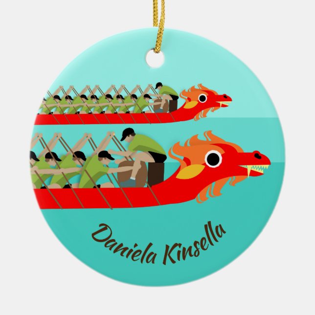 Dragon Boat Racing Ceramic Ornament (Front)