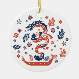 Dragon Boat Racing Design Ceramic Ornament