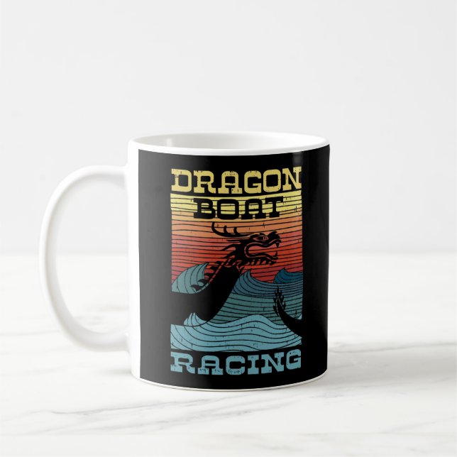 Dragon Boat Racing Retro Look Coffee Mug (Left)