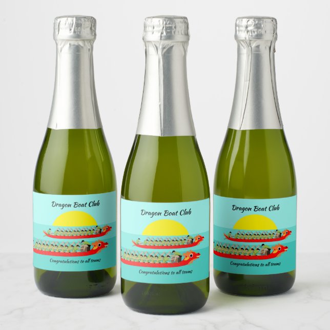 Dragon Boat Racing Sparkling Wine Label (Bottles)