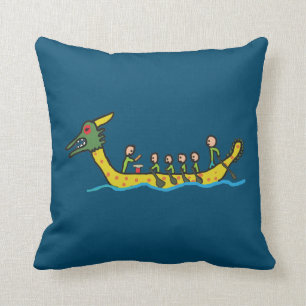 Dragon Boat Racing Throw Pillow