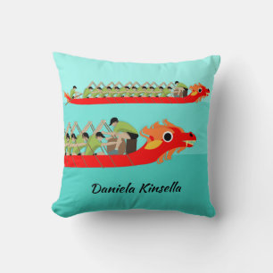 Dragon Boat Racing Throw Pillow