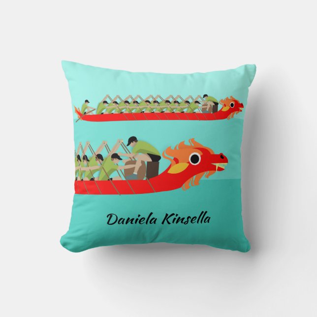 Dragon Boat Racing Throw Pillow (Front)