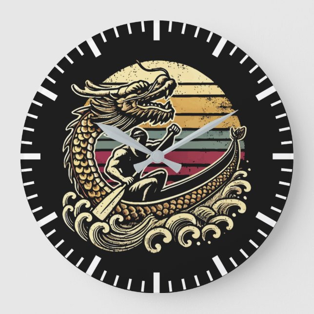 Dragon Boat Racing – Vintage Paddler Large Clock (Front)