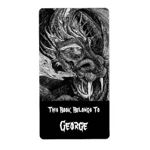 Dragon bookplate label