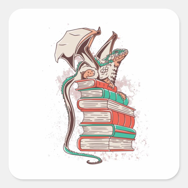 Dragon books square sticker (Front)