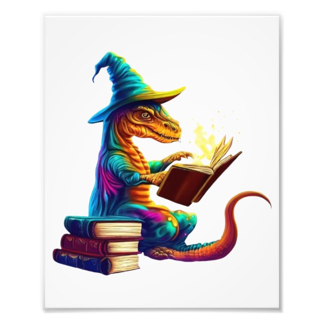 Dragon Bookworm - Cute Fantasy Reading Lover Desig Photo Print (Front)