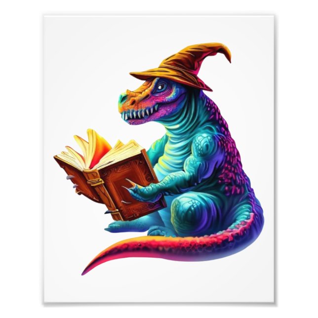 Dragon Bookworm - Cute Fantasy Reading Lover Desig Photo Print (Front)