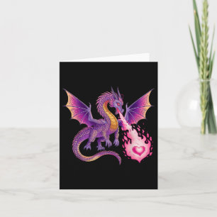 Dragon Breathing Fire Heart Valentines Day Men Wom Card