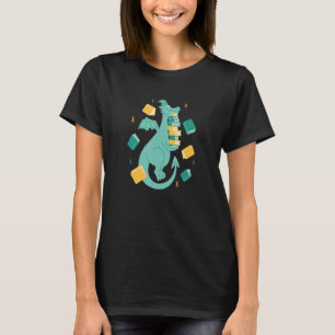 Dragon Carrying Books Library Book Nerd Reading T-Shirt