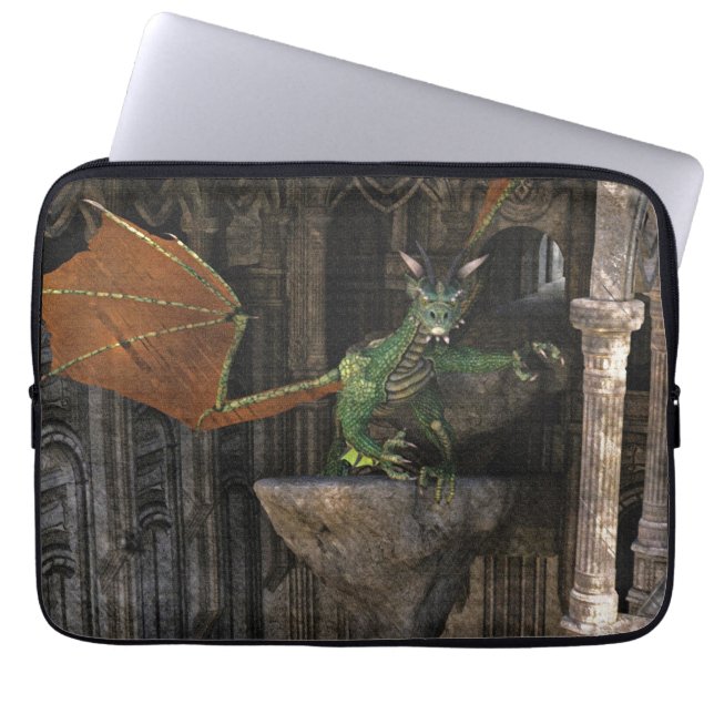 Dragon & Castle Fantasy Artwork Laptop Sleeve (Front)