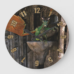 Dragon & Castle Fantasy Artwork Large Clock