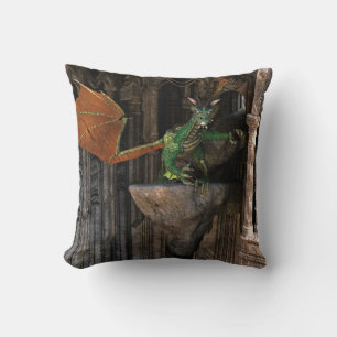 Dragon & Castle Fantasy Artwork Throw Pillow
