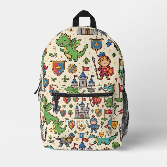 Dragon Castle Medieval Pattern Backpack (Front)
