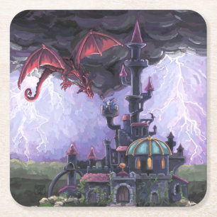 Dragon Castle Square Paper Coaster