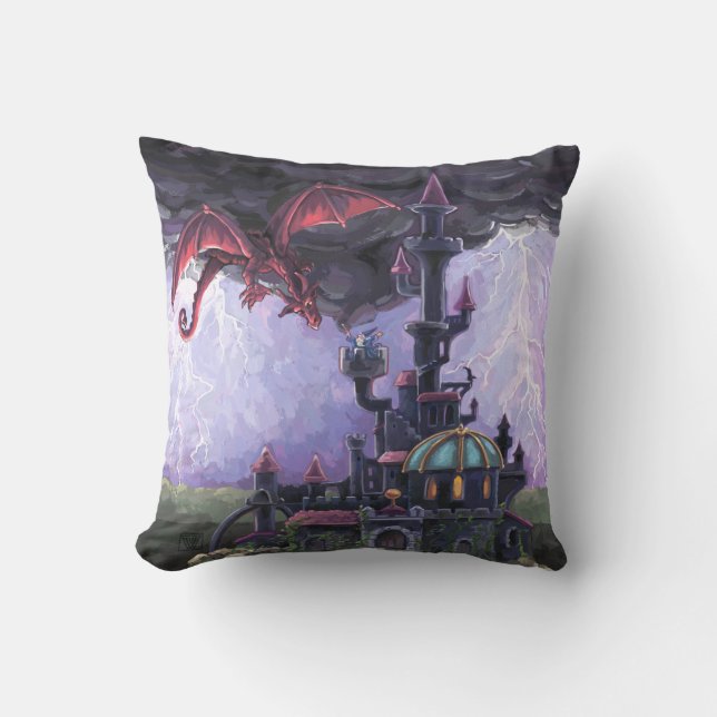 Dragon Castle Throw Pillow (Front)
